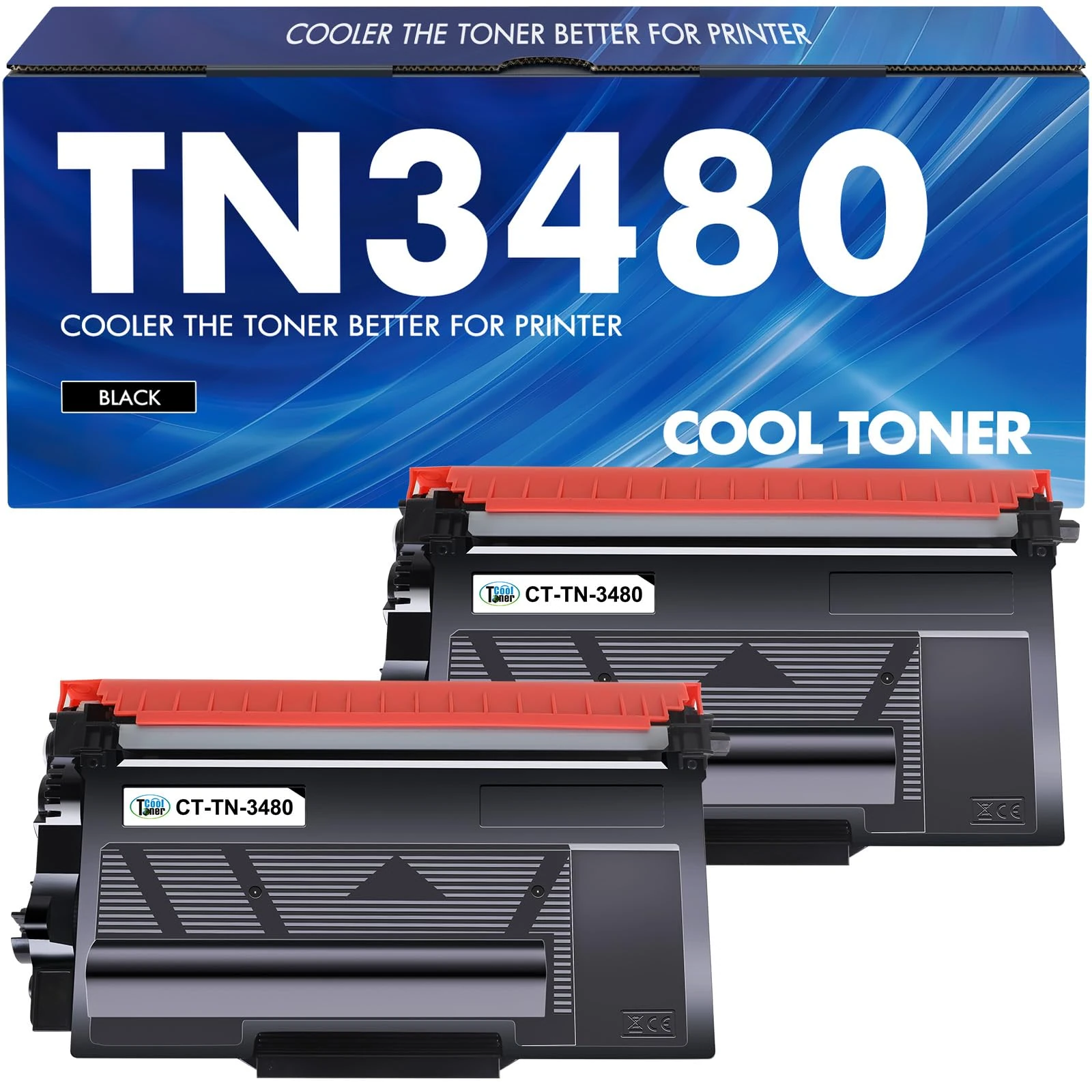 Cool Toner TN3480 Compatible for Brother HL-L5100DN MFC-L5750DW Toner TN-3480 TN3480 TN 3480 MFC-L5700DW HL-L5200DW HL-L5000D HL-L6400DW DCP-L5500DN DCP-L6600DW MFC-L6800DW - Black, 2-Pack