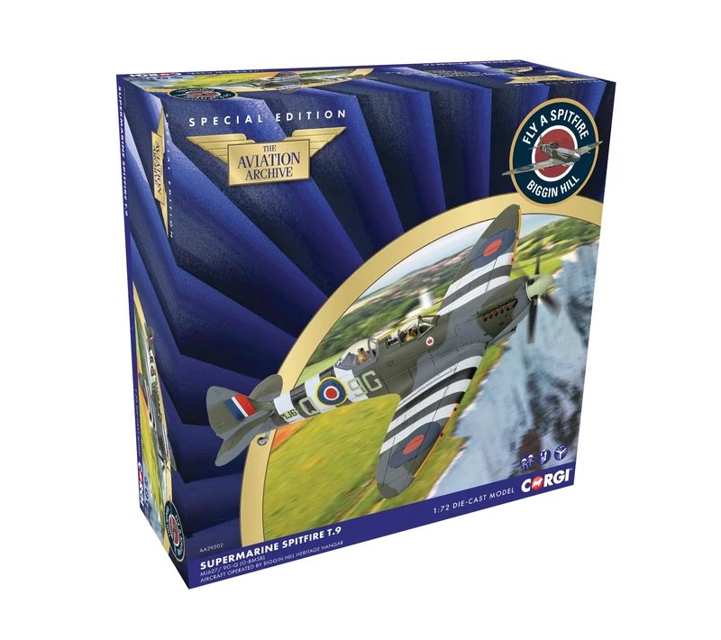 Corgi AA29202 Supermarine Spitfire T9, MJ627/ 9G-Q (G-BMSB), Presented as Spitfire LF MK.IXc, No.441 Squadron (RCAF), Aircraft operated by Biggin Hill Heritage Hangar, Green