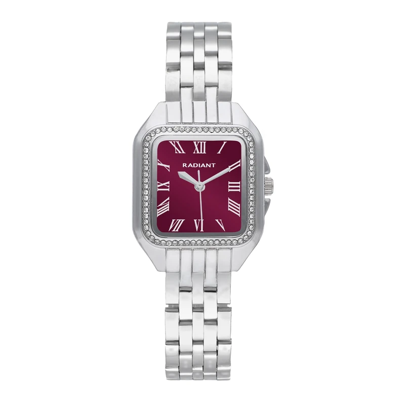 Radiant - Bahamas Collection - Analogue Wristwatch for Women. Bracelet watch with Bordeaux dial and steel strap. Size 28 mm. 3ATM. - Image 1