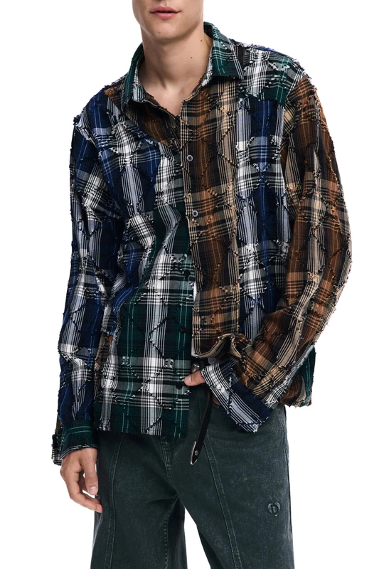 Desigual CAM_Checks and, 9022 Blue Multicolor, M, Chinese, M