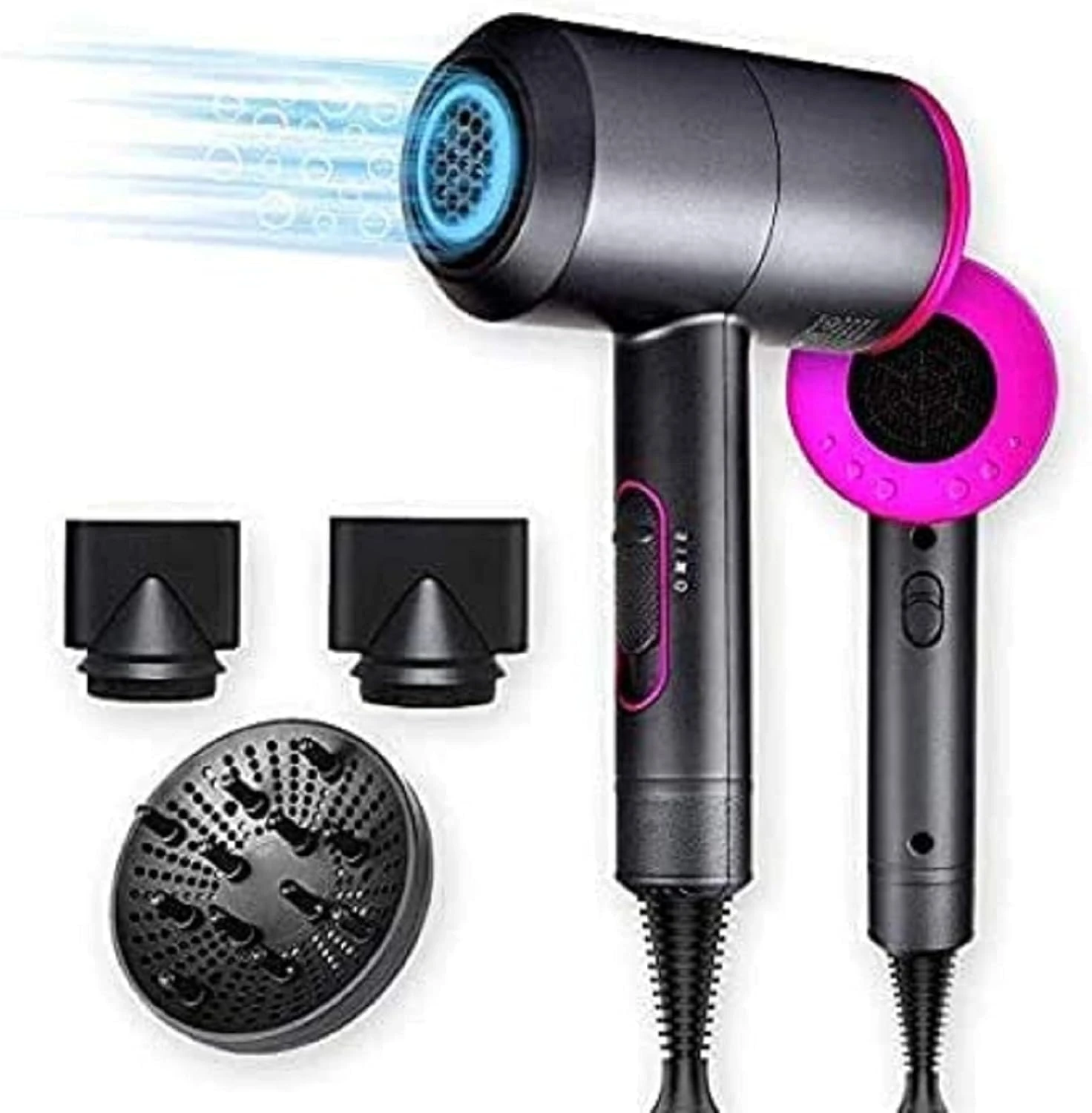 Jooayou Professional Hair Dryer 2000W Fast Dry Negative Ions Hair Blow Temperature Hairdryer with Diffuser Hairdryer with 2 Speeds, 3 Heating and Cool Button