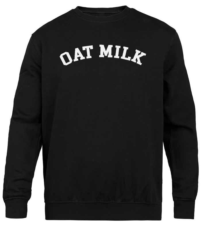 Oat Milk Urban Outfitters Aesthetic Black Crewneck Unisex Sweatshirt, blackone, S