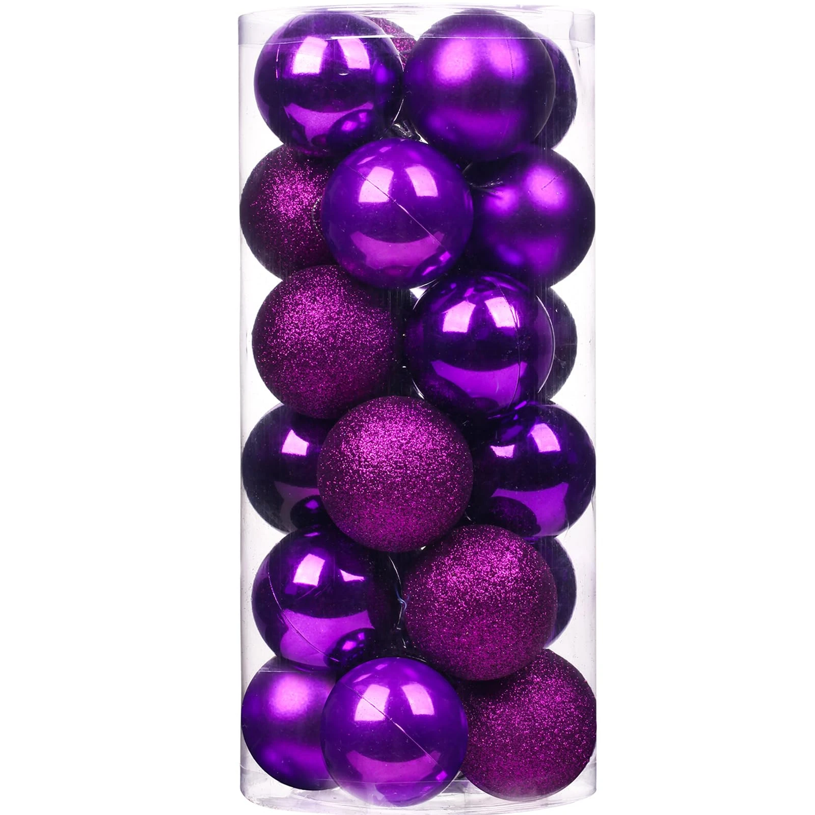 Emopeak 24Pcs Purple Christmas Ornaments for Tree Decor, 1.2Inch Mini Christmas Balls Ornaments, Shatterproof Xmas Hanging Baubles for Holiday Wedding Party Decoration
