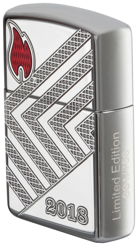 Zippo Windproof Lighter - Annual Lighter, Armor High Polish Chrome, Deep Carve/Epoxy Inlay - Refillable - Reusable - Windproof Design - Gift Box - Made in USA