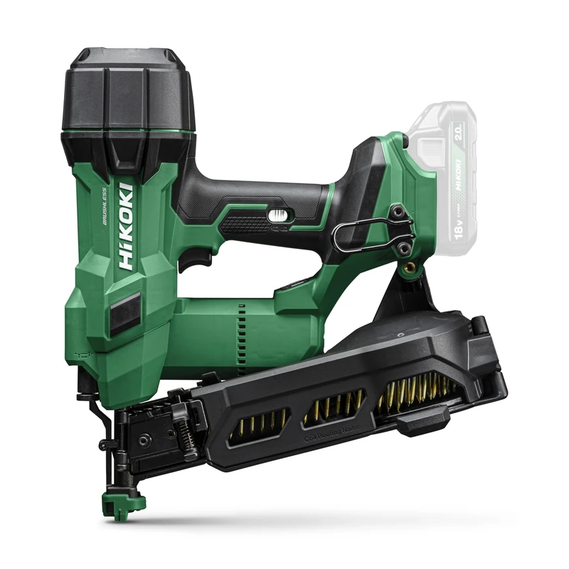 HiKOKI Battery Roofing Felt Nailer - 18 V, 25-45 mm Nails, Air Spring Drive, Brushless Motor - Powerful, Maintenance-Free and Versatile - Includes Case