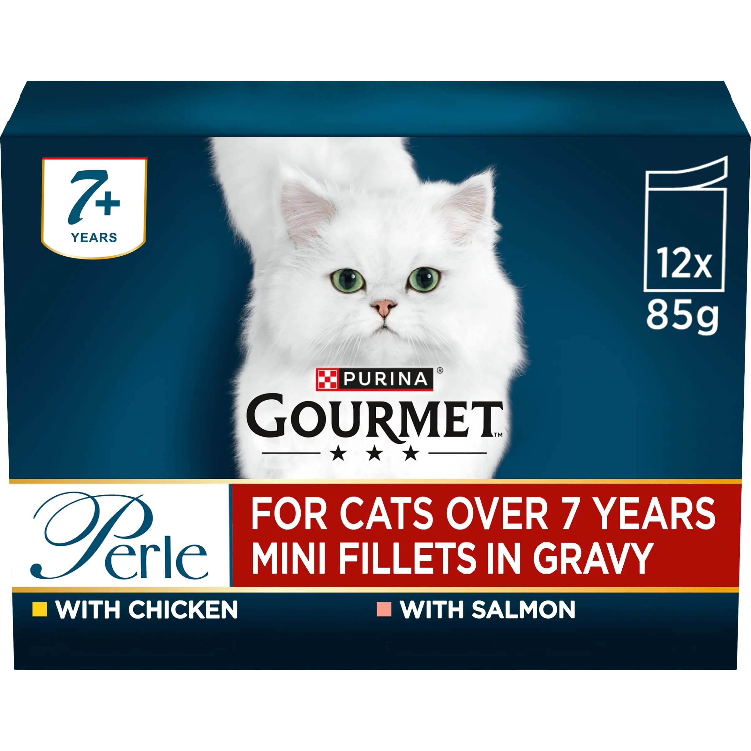 GOURMET Perle Senior 7+ Mini Fillets in Gravy Wet Cat Food 12x85g