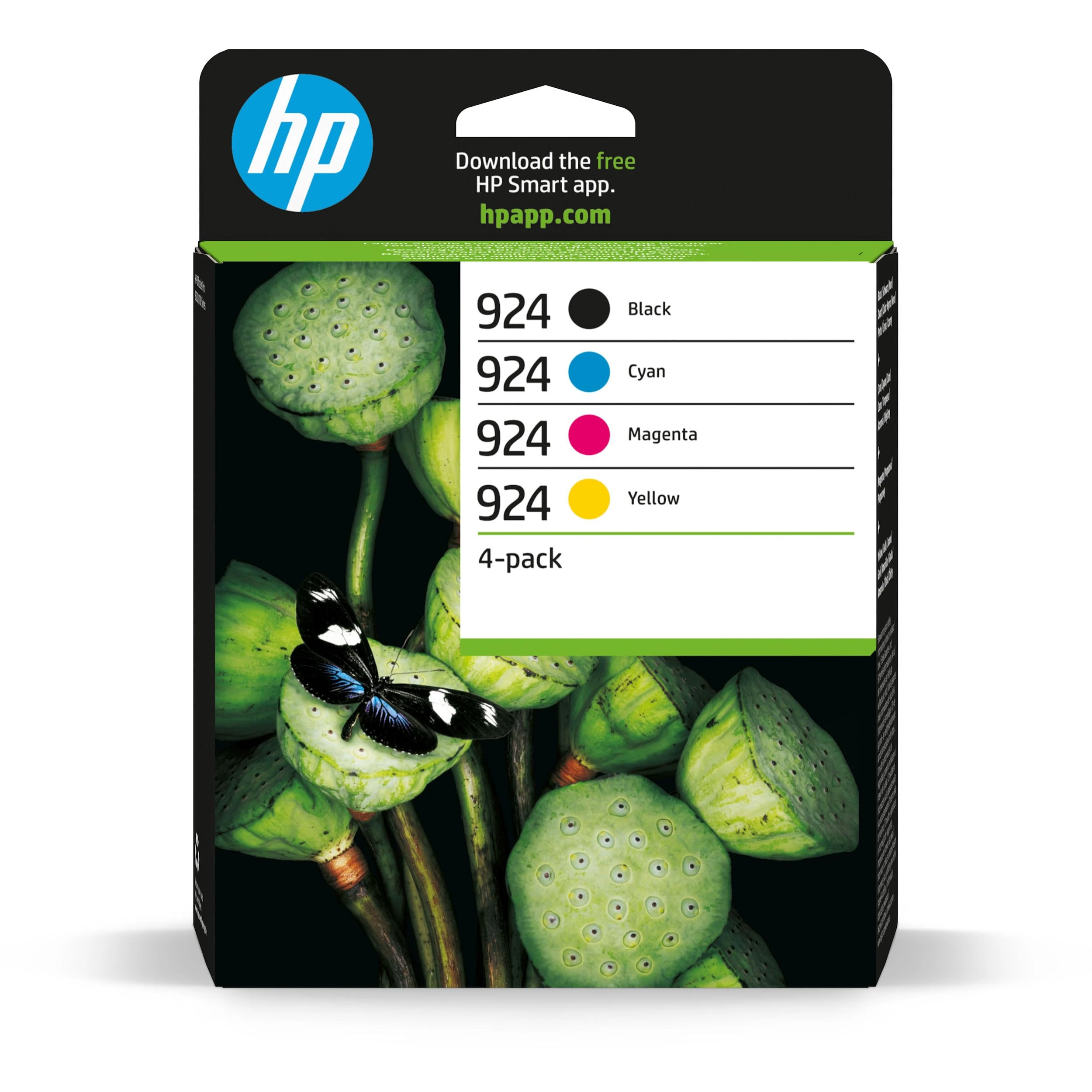 HP 924 Ink Cartridges, 4-Pack Combo, Black/Cyan/Magenta/Yellow, Compatible with OfficeJet Pro 8134e 8122e 8124e Series
