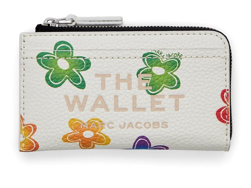 MARC JACOBS Women's The TOP Zip Wallet Bag, White Multi, 13×1×8