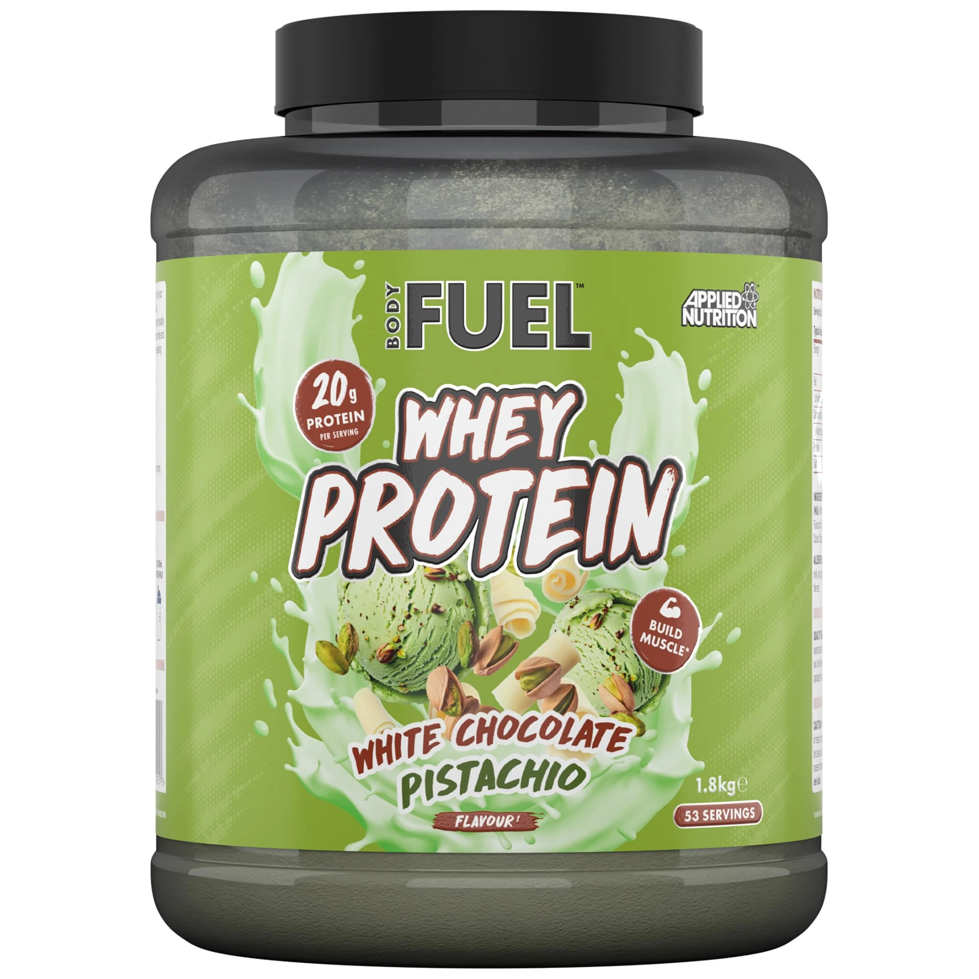 Bodyfuel Whey Protein Powder - 20g Protein for Muscle Recovery & Weight Management - Low-Calorie, Keto-Friendly - (1.8kg - 53 Servings) (White Chocolate Pistachio)