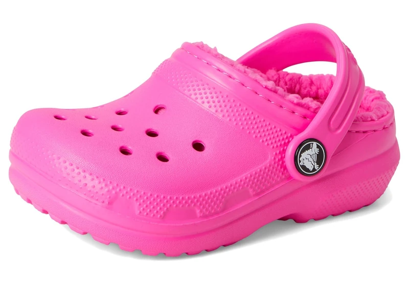 Crocs Unisex Kids Clog, Classic Lined Clog T, Pink Crush, 4 UK Child