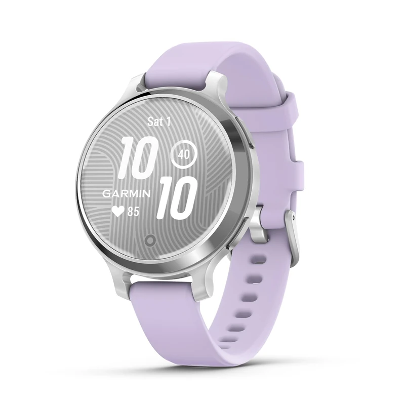 Garmin [Renewed Lily 2 Active GPS 35mm Smartwatch, Stylish Smaller watch, Hidden Display, Sports apps,Patterned Lens, Bright Touchscreen Display, up to 9 days battery life, Purple/Silver (Renewed)