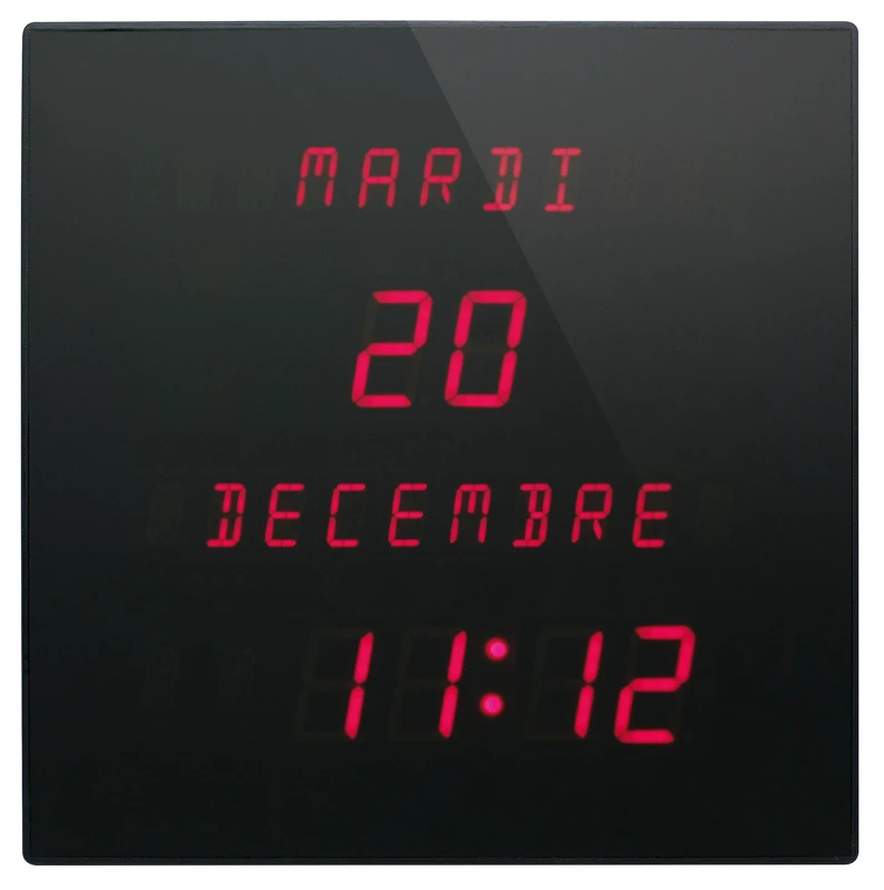 STAB HIGH TECH PARTS LED Wall Clock, Black with Red Display, Compact - Image 1