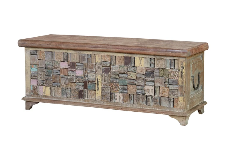 AlexandreHouse Baul de Madera de Mango y Madera Reciclada