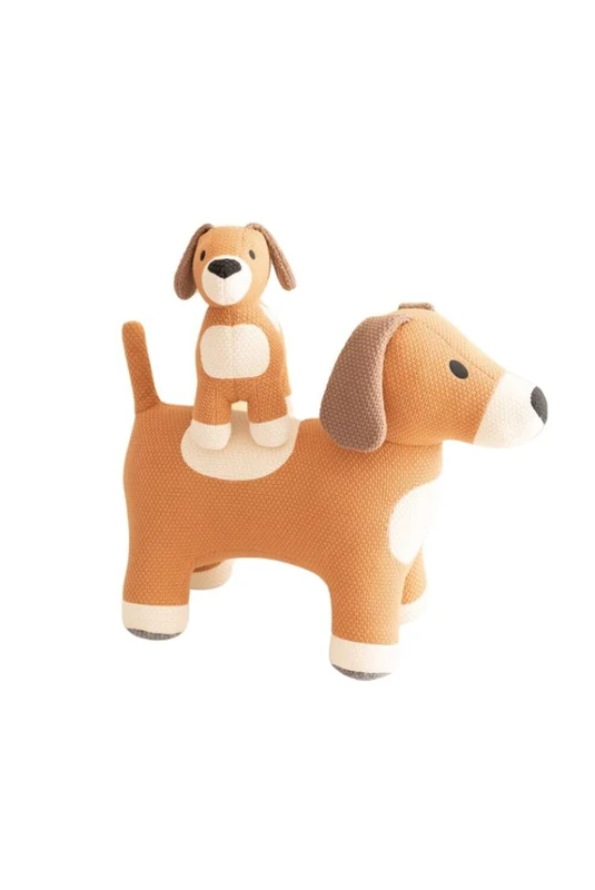 AlexandreHouse Set of 2 Algodón Perros Formado Por Perro Maxi Y Perro Mini Brown Plush Toys