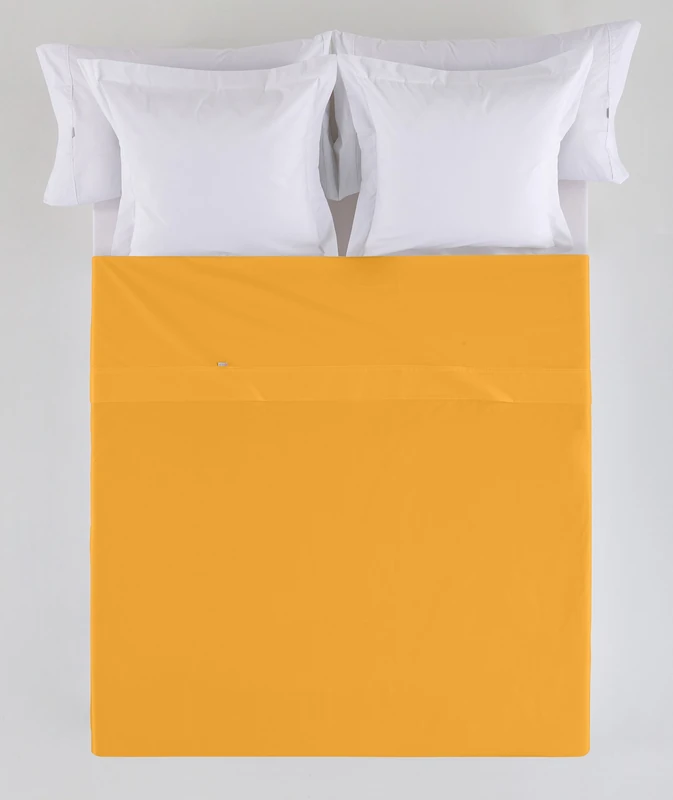 AlexandreHouse ESTELIA - Encimera Sabana Colour Maiz - Cama de 200 100% Cotton - 144 Hilos. Gramage: 115