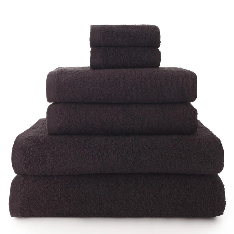 AlexandreHouse Set of 6 Toallas Piezas: 2 Bidets + 2 Hands + 2 Bathrooms Black