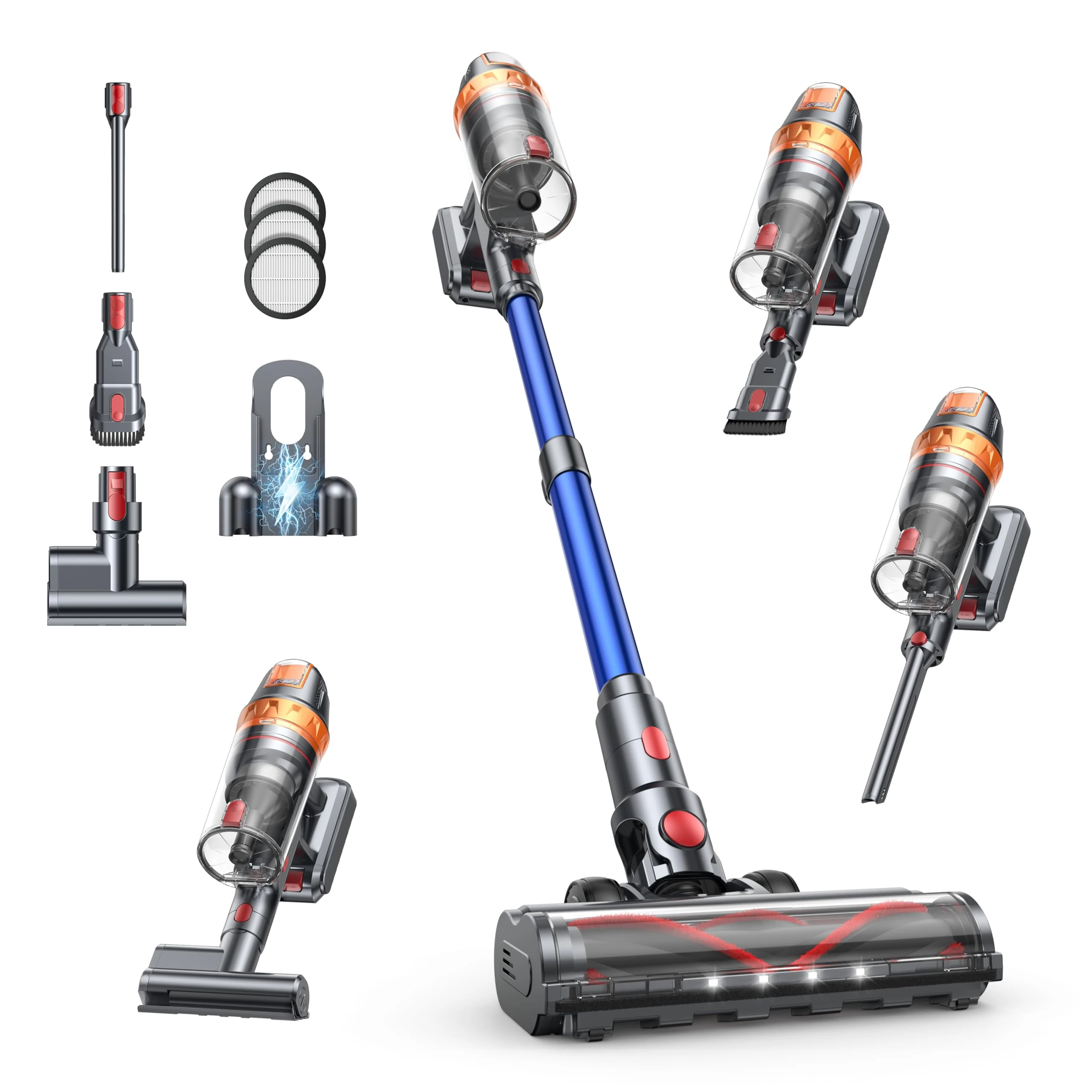 SMOTURE Cordless Vacuum Cleaner, 650W 50KPA Stick Vacuum With Extra Mattress Cleaning, Up to 60 Mins Runtime, Self-Standing Vacuum with Auto Mode, Lightweight Vacuums for Hardwood Floor Carpet