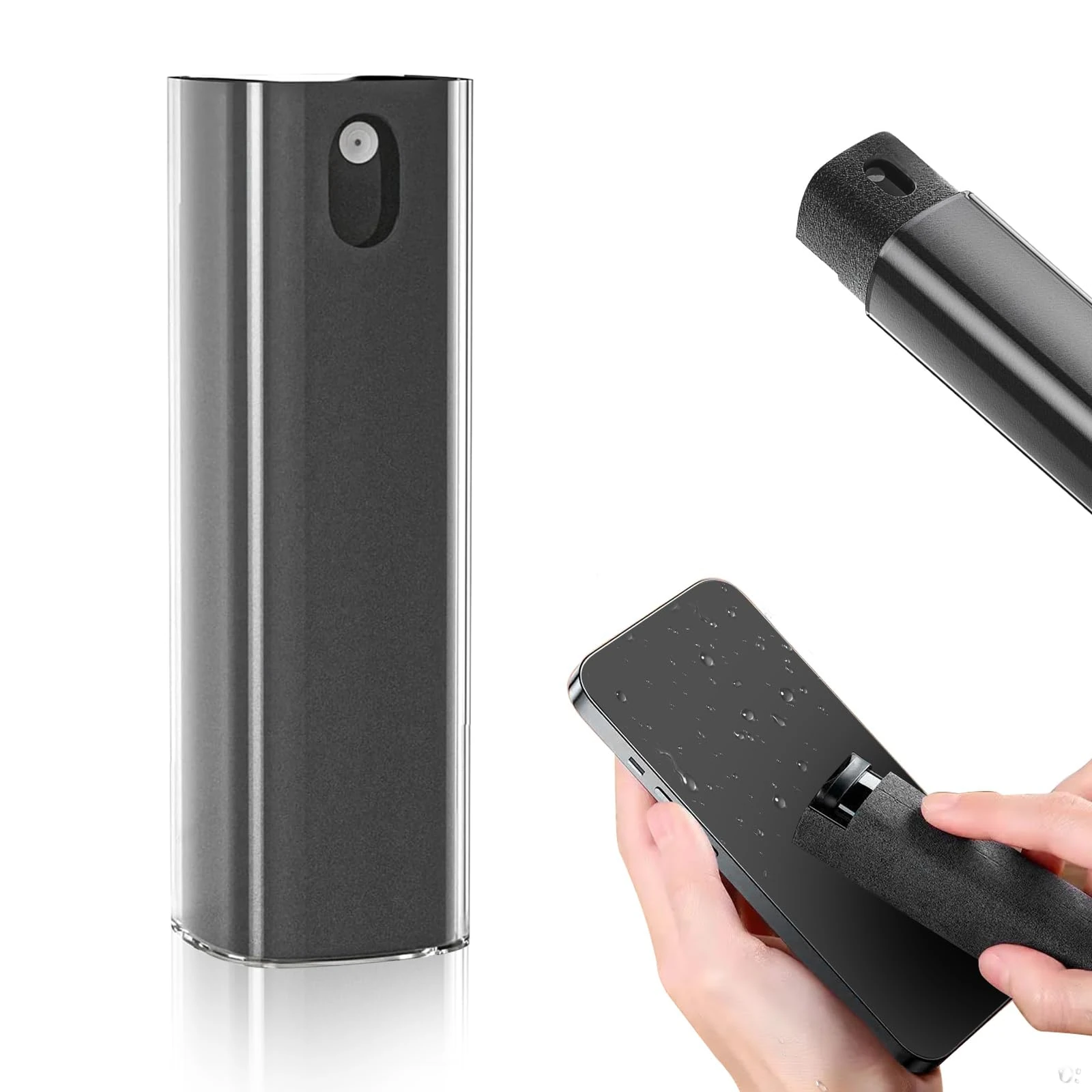 UYGTHI Screen Cleaner Spray, 3-in-1 Cleaning Tool with Microfiber Cloth, Portable 12ml for Phones, Tablets, Laptops, TV & Car Screens (BLACK)