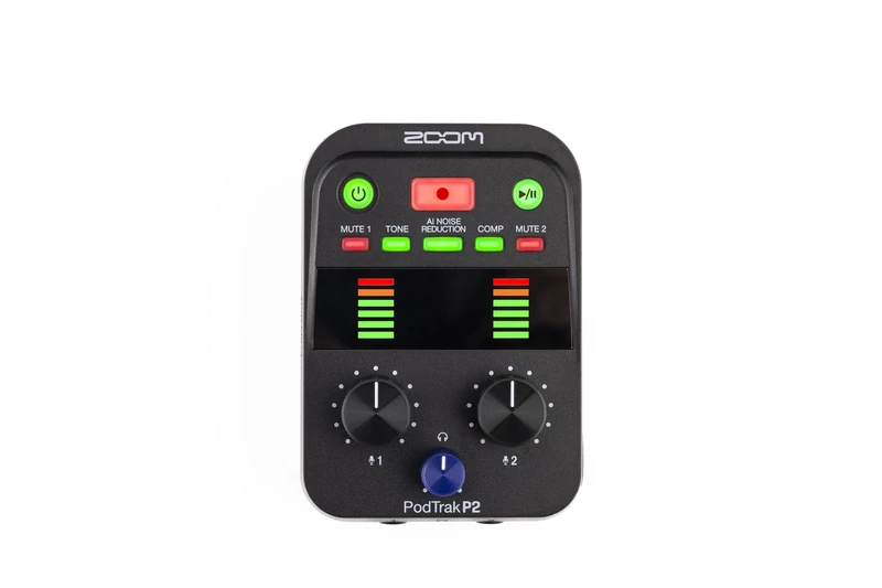 ZOOM P2 PodTrak – Mobile podcast recorder with 2x USB microphone connection, podcasting mixer and interface for professional recordings on the go, black