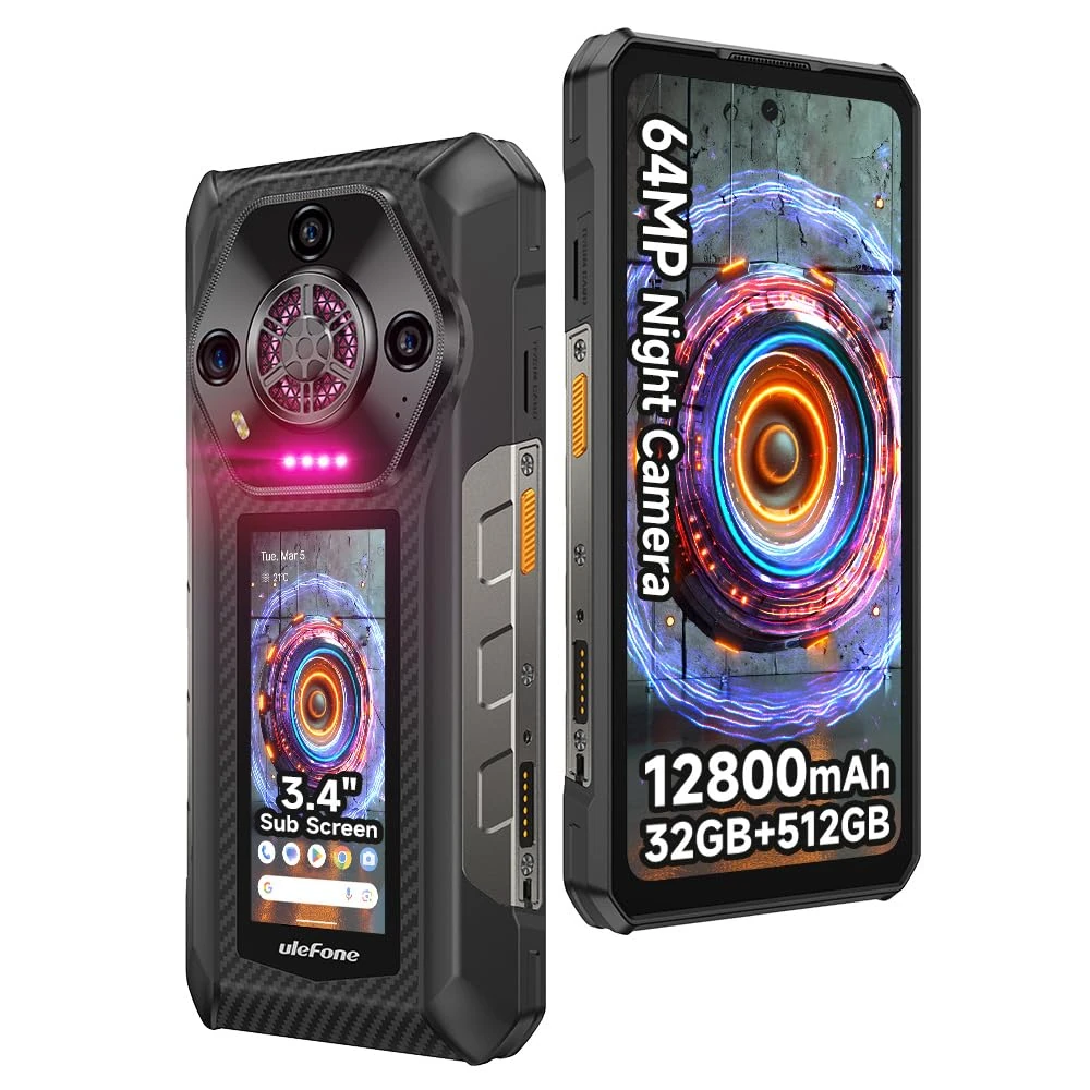 Ulefone Armor 30 Pro 5G Rugged Smartphone, 32GB+512GB, 12800mAh 66W, 6.95" 120Hz, 3.4" Rear Screen, 64MP Night Vision, 118dB Speaker, Infinite Halo, Android 14, 3-Card Slot SIM Free Mobile Phones