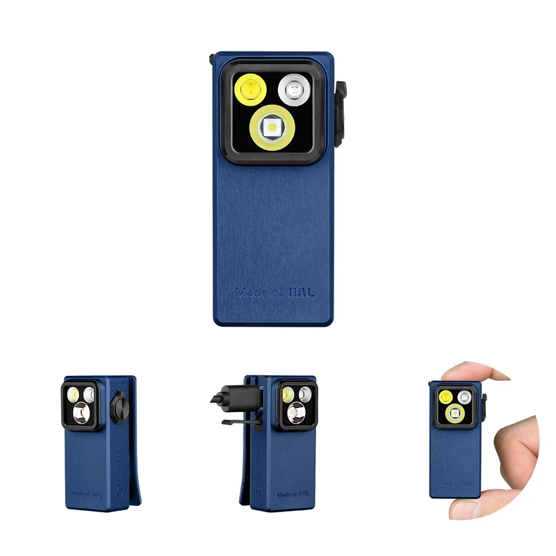 OLIGHT Oclip Ultra 530 Lumens Clip on Torch with UV Light, Floodlight, Spotlight, USB-C Rechargeable EDC Lamp with Magnetic Base, Durable Mini LED Flashlight for Running, Working, Hiking (Navy Blue)