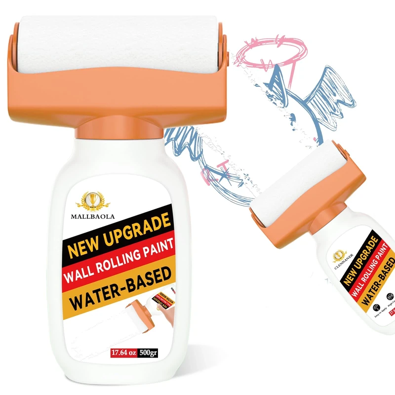 White Paint for Wall, 500g White Paint, Integrated Wall Repair Roller Paint, Wall Repair Roling Brush for White Surface, Fast Drying Touch Up Paint, White Wall Paint Kit Remove Stains, Scratches