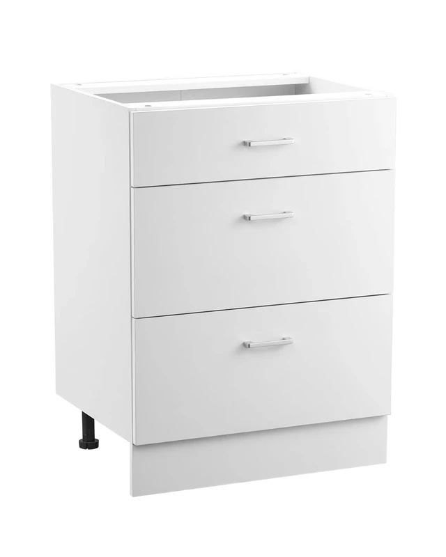 VEVOR White Shaker Base Cabinet with 3 Drawers, 24-Inch Unassembled Drawer Base Cabinet, 24" W x 19" D x 32" H Ready to Assemble Cupboard with Soft-Close Locker Slides, for Home Office