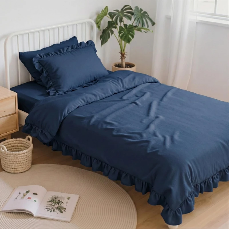 Anluoer Twin Comforter Set 5 Piece,Ruffle Bed in a Bag Twin Bedding Sets
