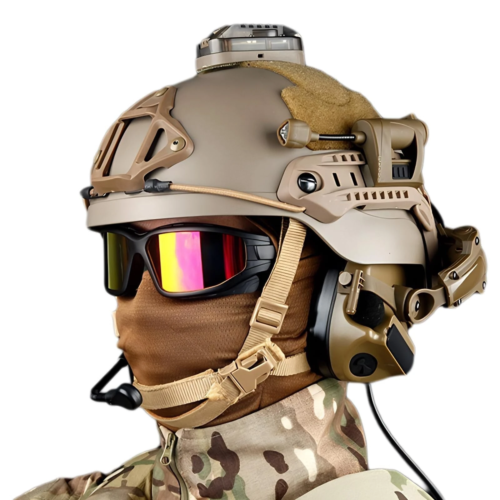 PBTMCD Tactical Helmet Set, Adjustable Helmet With Noise Cancelling Headset Goggles, Outdoor Hunting Gear For CS Paintball Airsoft Cosplay Game(B)