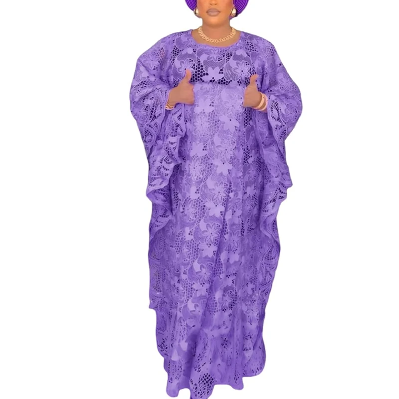 HD Women's Solid Color Lace Kaftan Dress Embroidery Rhinestone Evening Party Gown Plus Size, Lalic, One Size