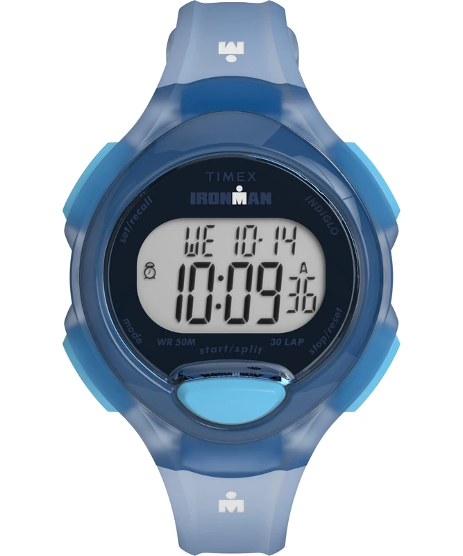 Timex Women's Ironman 34 mm Watch, Blue PU Strap Digital Dial Blue Case TW5M65800