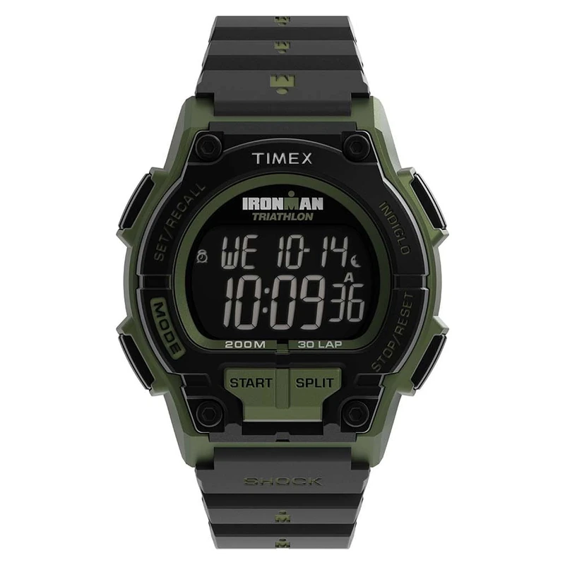 Timex Men's Ironman Classic 42 mm Watch, Black Resin Strap Digital Dial Green Case TW5M64900