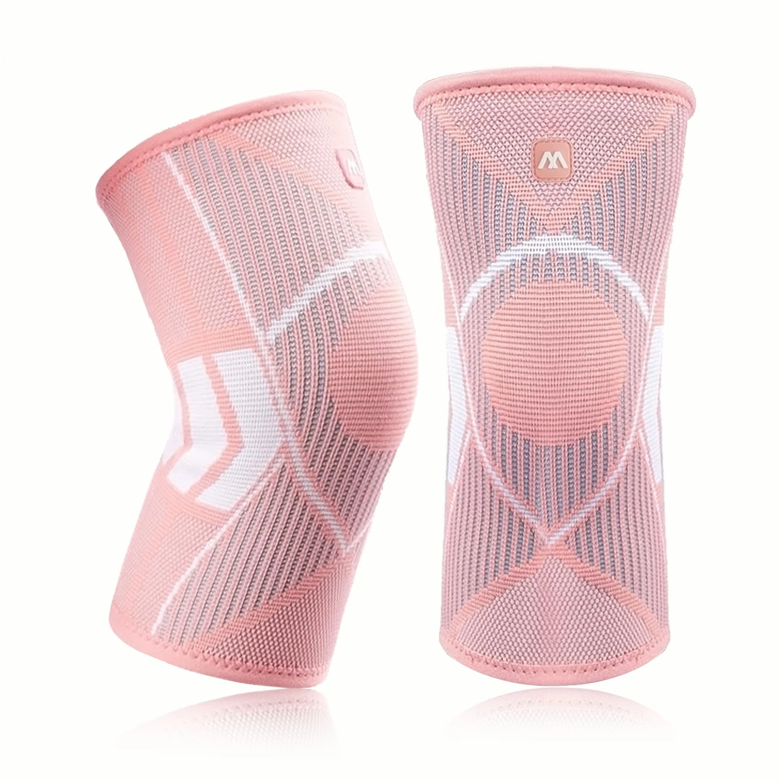 BNPHSIN 2 Pack Knee Support Brace for Women, Knee Compression Sleeves for Knee Pain, Knee Support for Arthritis Running, Work Out, Gym, Hiking, Sports, Ligament Injury, Meniscus Tear(Pink, L)