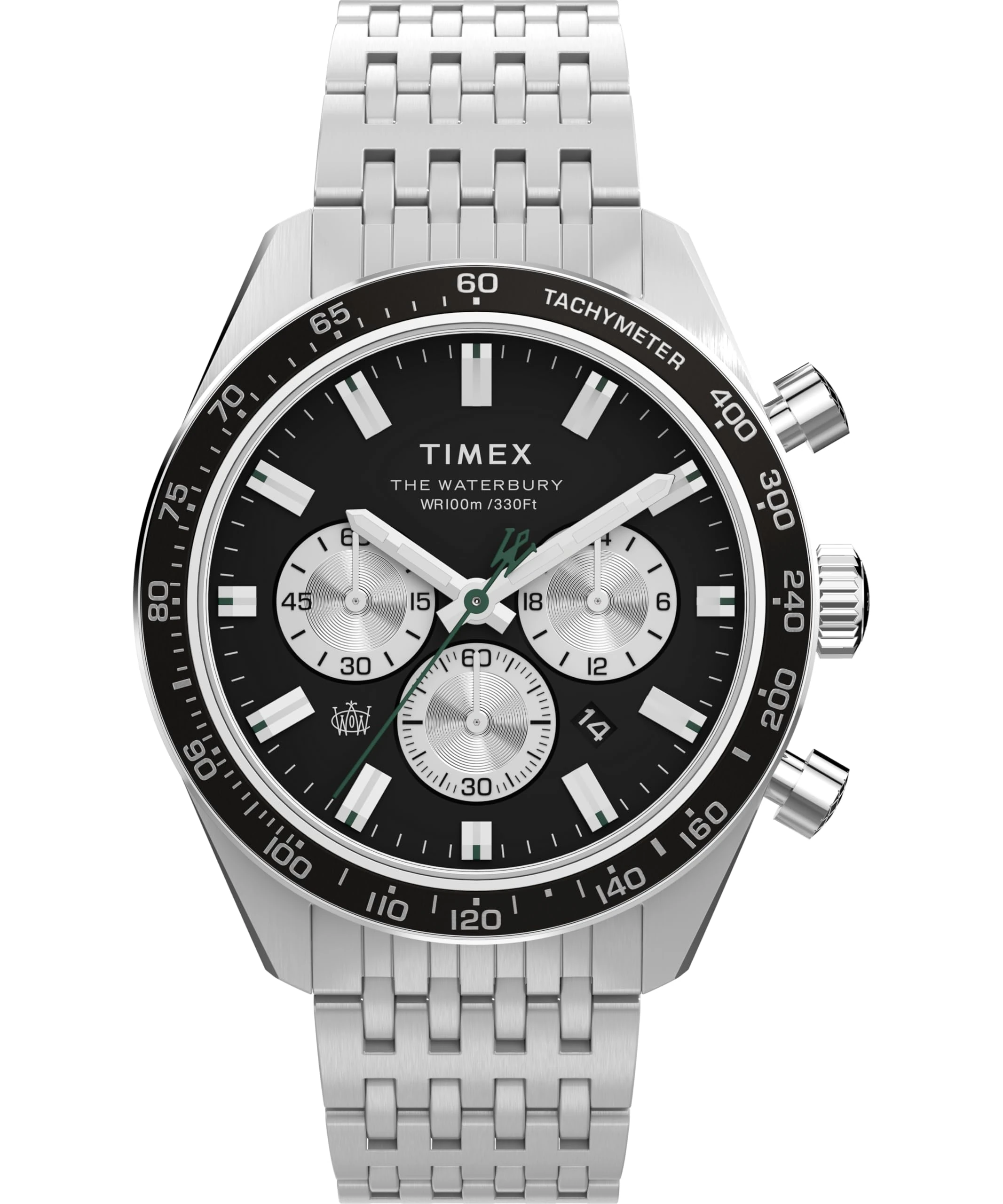 Timex Men's Waterbury 41 mm Watch, Black Stainless Steel Bracelet Black Dial Stainless Steel Case TW2Y29100