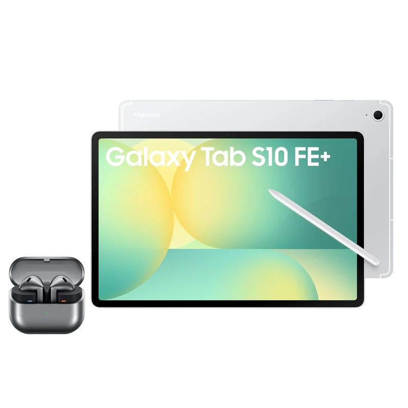 Samsung Galaxy S10 FE+ Android Tablet, Wifi, 128GB Storage, 8GB Memory, 13.1" Display, Silver with Galaxy Buds3, Silver (UK Version)