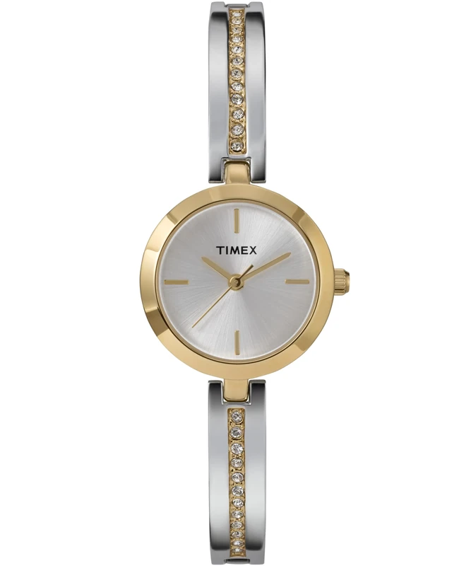 Timex Women's Main Street 25 mm Watch, Two-Tone Alloy Bracelet Silver-Tone Dial Gold-Tone Case TW2W96200