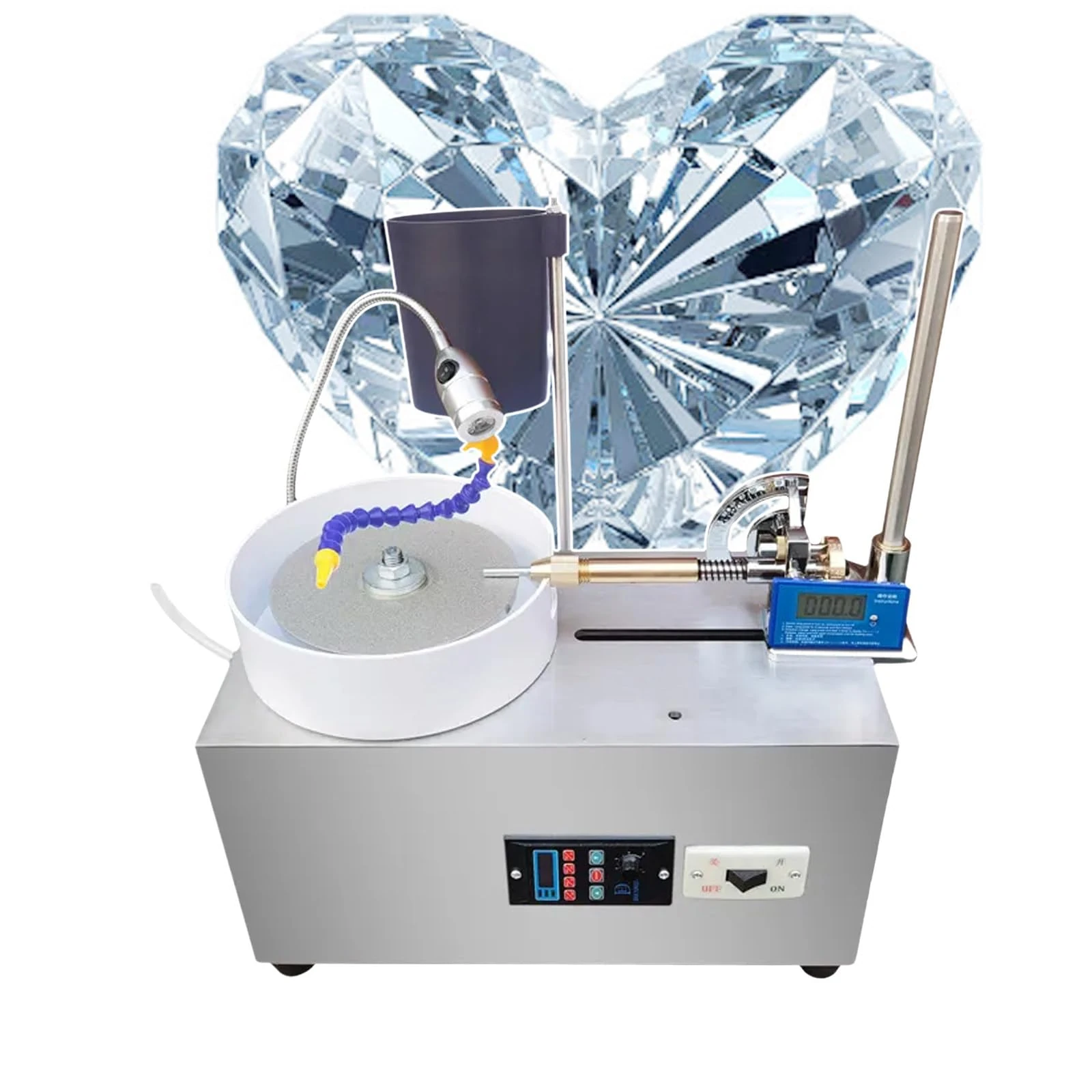 ZHJOPP Electric Gem Faceting Machine, 180W Gem Faceting Machine, 0-3000 RPM Jewelry Polisher, Jewelry Rock Bench Polishing Grinding Machine (110V)