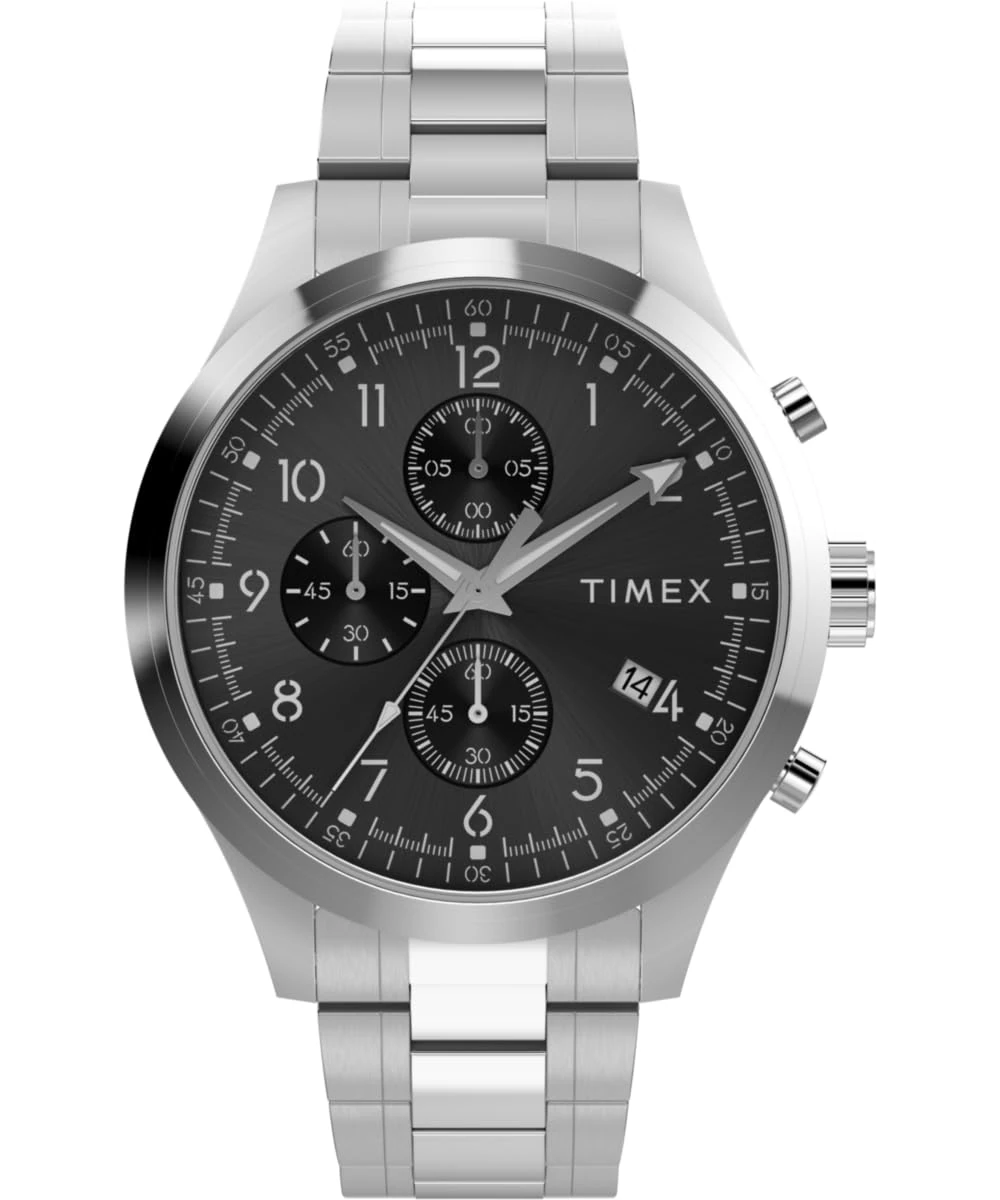 Timex Men's Trend 16 mm Watch, Silver-Tone Stainless Steel Bracelet Black Dial Silver-Tone Case TW2Y01400
