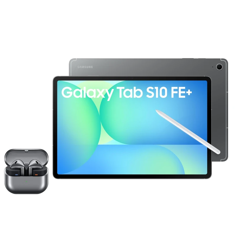 Samsung Galaxy S10 FE+ Android Tablet, Wifi, 128GB Storage, 8GB Memory, 13.1" Display, Grey with Galaxy Buds3, Silver (UK Version)