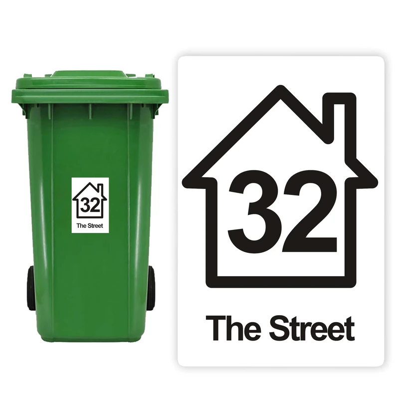 Personalised Bin Numbers for Wheelie Bins Set of 4 Wheelie Bin Numbers Stickers Wheelie Bin Stickers Custom Sticky Number (Design 2)