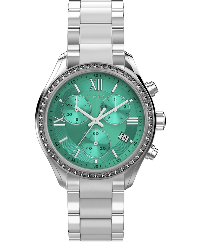 Timex Women's Trend 38 mm Watch, Silver-Tone Alloy Bracelet Blue Dial Silver-Tone Case TW2Y28200