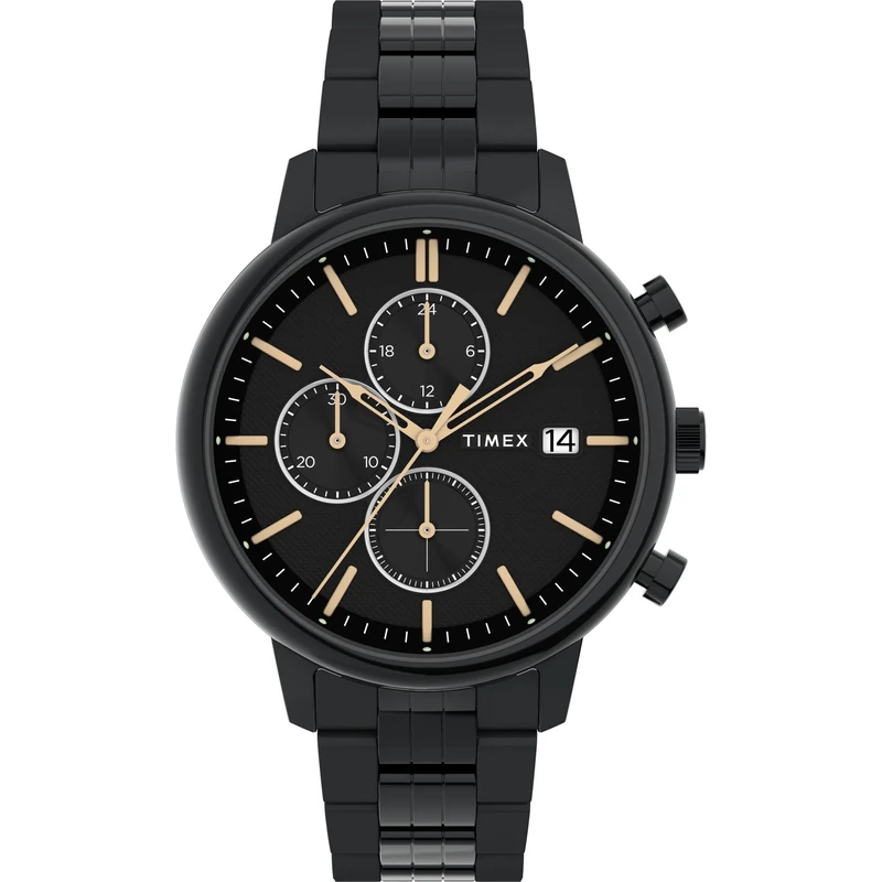 Timex Men's Trend 45 mm Watch, Black Stainless Steel Bracelet Black Dial Case TW2Y29000