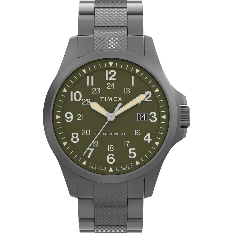 Timex Men's Expedition North 41 mm Watch, Gunmetal Stainless Steel Bracelet Green Dial Gunmetal Case TW2Y30100
