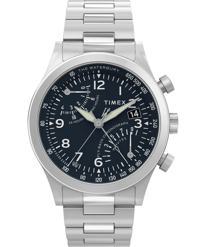 Timex Waterbury 43mm Watch- Fly Back Chronograph, 100m Water Resistant