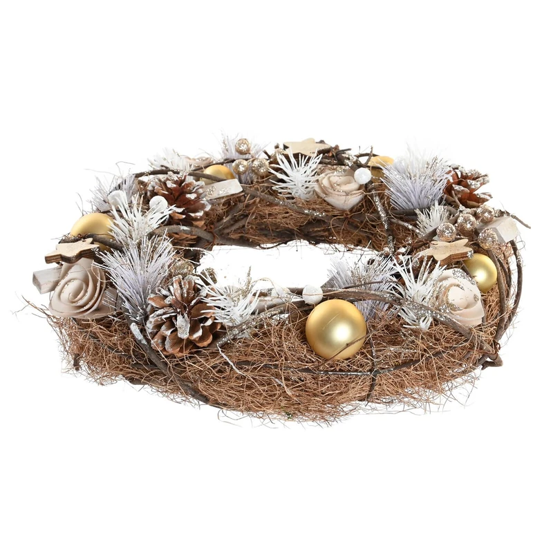 Crown Pignas Natural 34 x 34 x 8 cm Dorado AlexandreHouse
