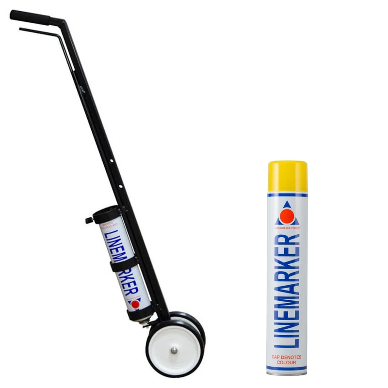 Aerosol Solutions Voyager II 2-Wheel Line Marker Applicator with Yellow 750ml Spray Paint – Field & Road Striping Paint for Sports Fields, Parking Lots, and Outdoor Surfaces