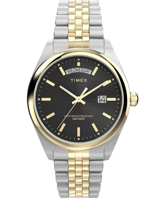 Timex Men's Trend 41 mm Watch, Two-Tone Stainless Steel Bracelet Black Dial Two-Tone Case TW2Y28400