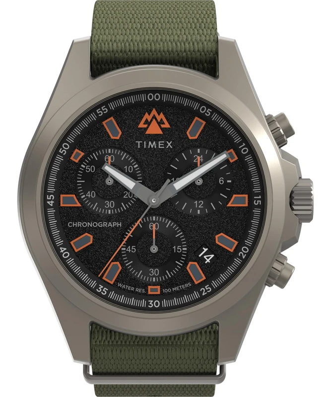 Timex Men's Expedition North 43 mm Watch, Green Eco-Material Strap Double Layer Black Dial Gunmetal Case TW2Y30200