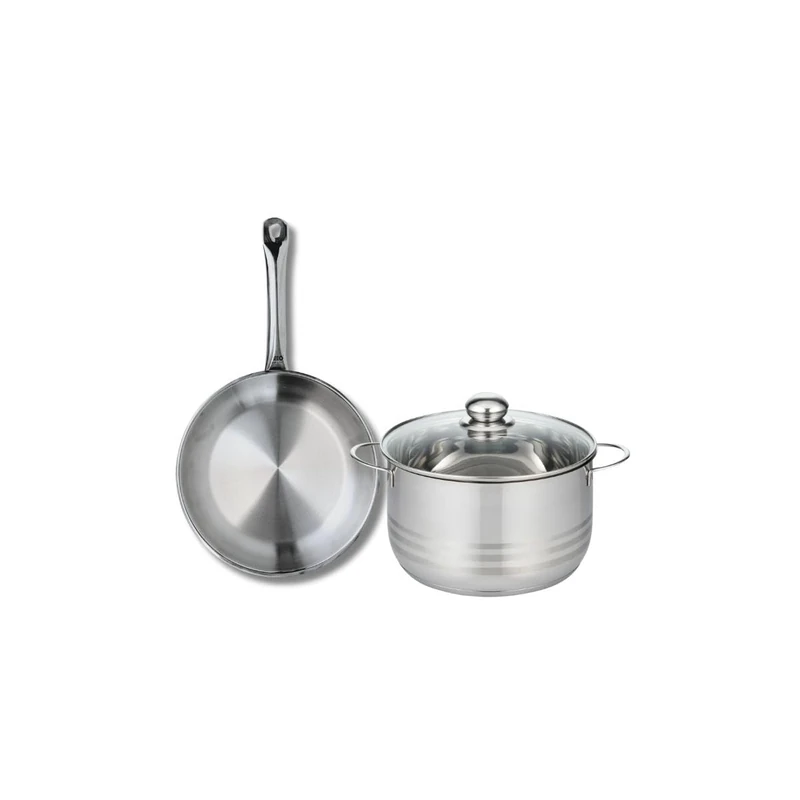 Elo Profi 9866250 2-Piece Cookware Set, 24 cm Frying Pan and 1 Saucepan 20 cm Elo Profi Shiny Stainless Steel Induction