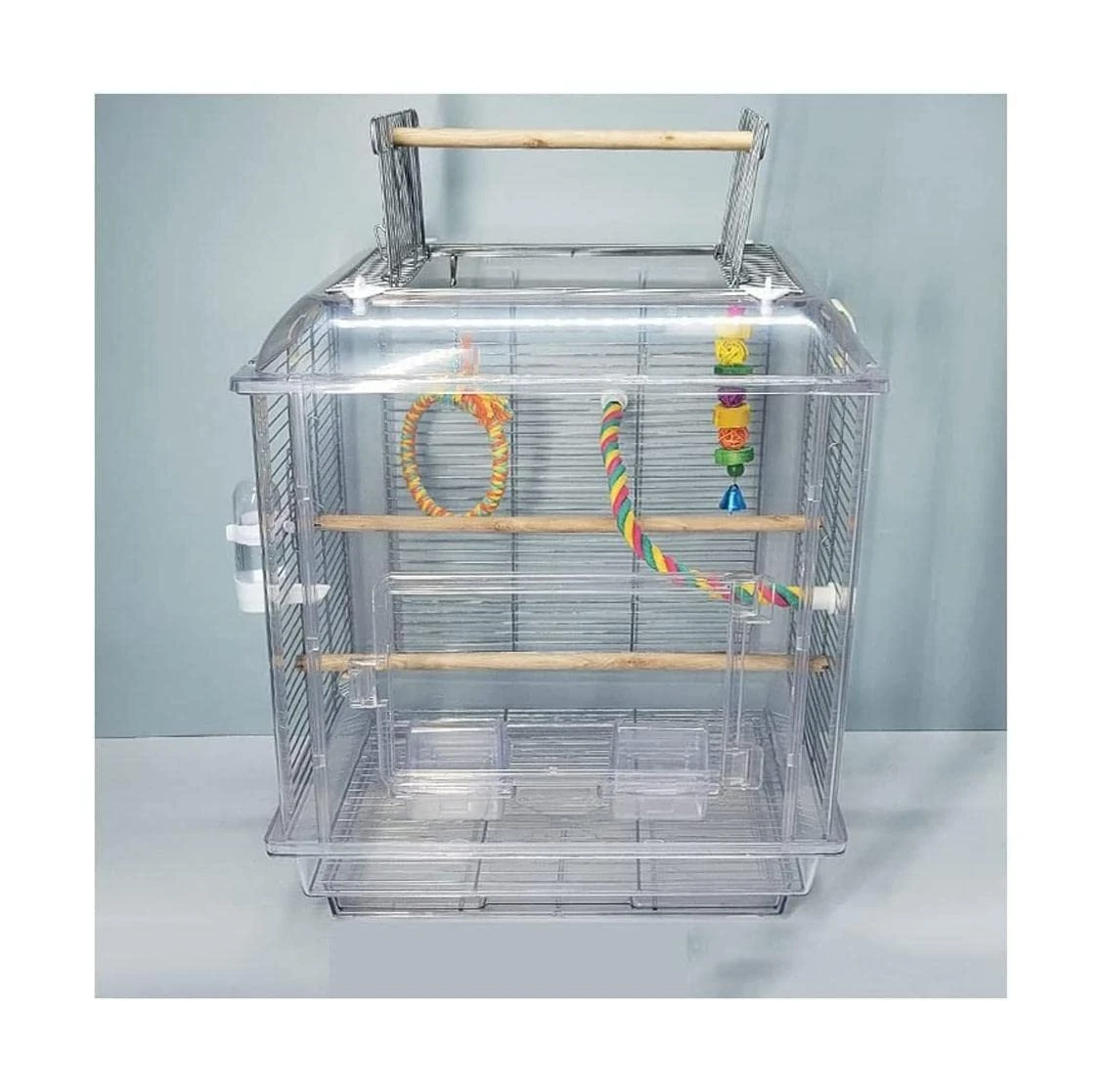 WOTZOV bird cages Small Birdcages Clear Luxury Bird Carriers Creative Bird House Square Bird House Carrier Simple Portable Bird Cage for Indoor Easy to carry，Style 2